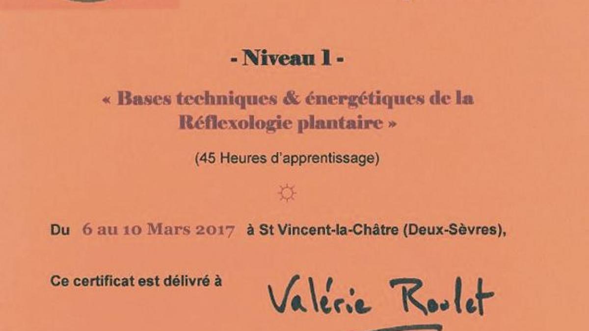 Certificat reflexologie plantaire